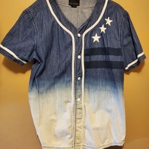 Men Blue and White Shirt